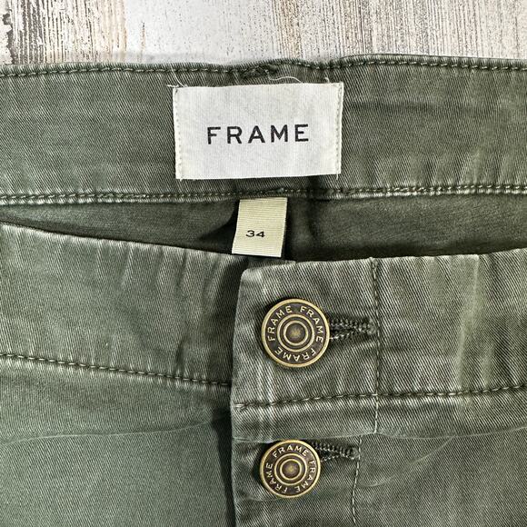 FRAME Wide Leg Button Fly Jeans – Olive Green – Size 34 – Pockets – MSRP $258 - Picture 3 of 7